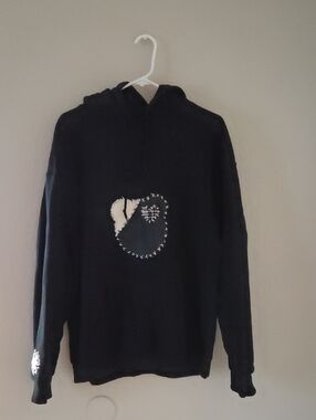 Black Hooded Sweatshirt with Heart Patch
